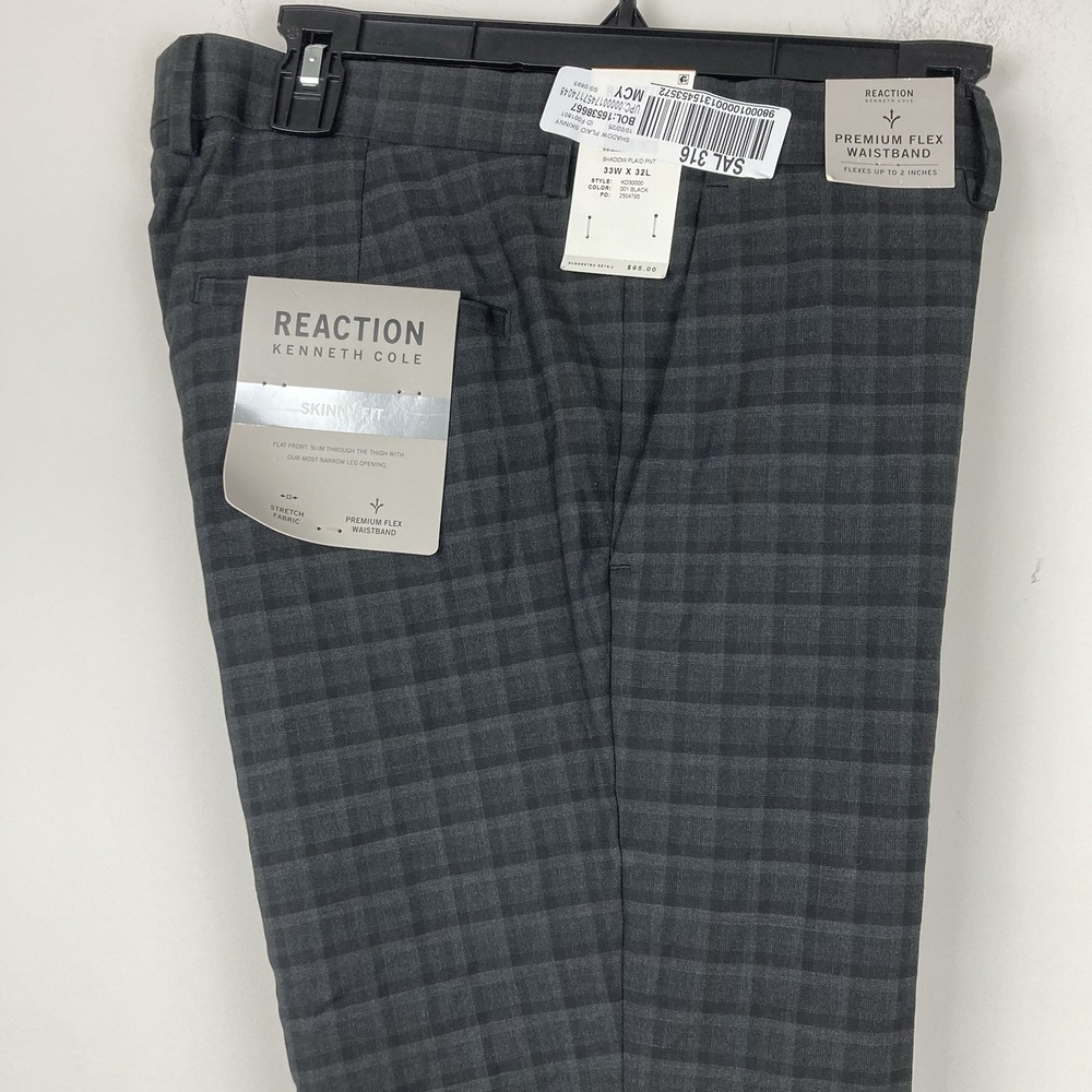 Kenneth Cole Reaction Men's Pants Gabardine Skinny/Extra-Slim Fit Stretch 33x32‎